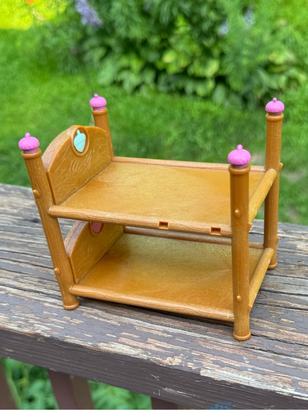 Tan Doll Bunk Shelf with Pink Accents - Kids Dolls & Accessories